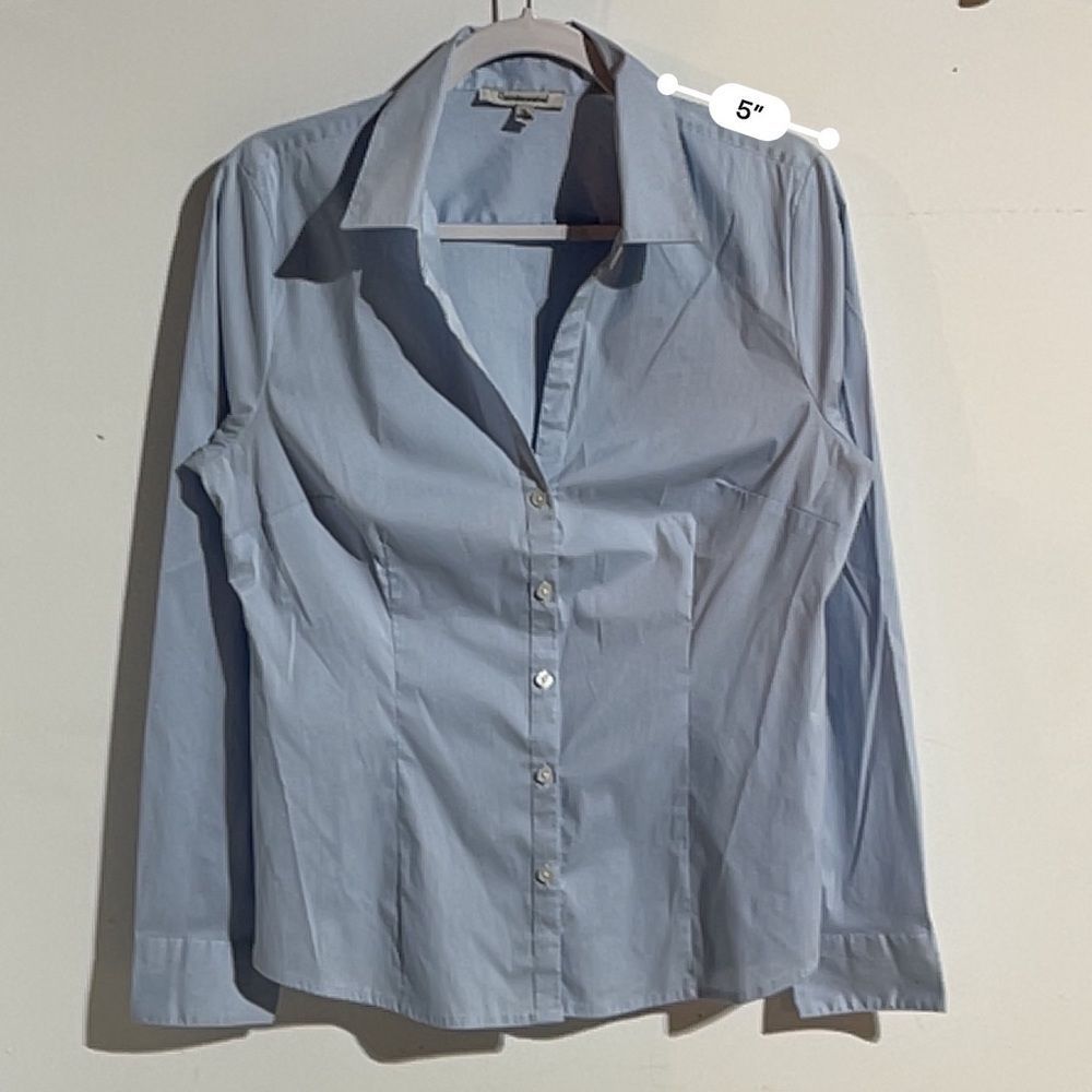 Quintessential blue pink stripe button down blouse - Picture 14 of 14